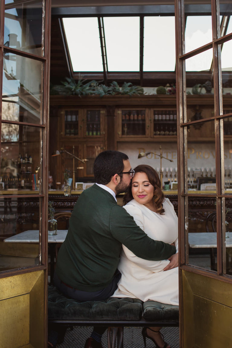 Engaged couple at San Diego bar Polite Provisions