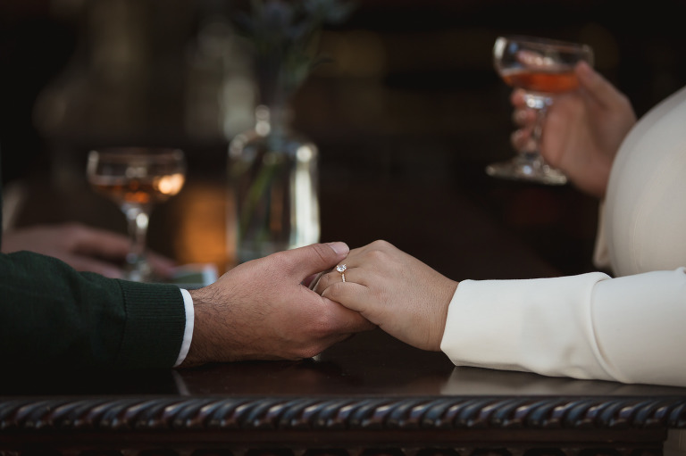 Engagement ring at San Diego bar Polite Provisions